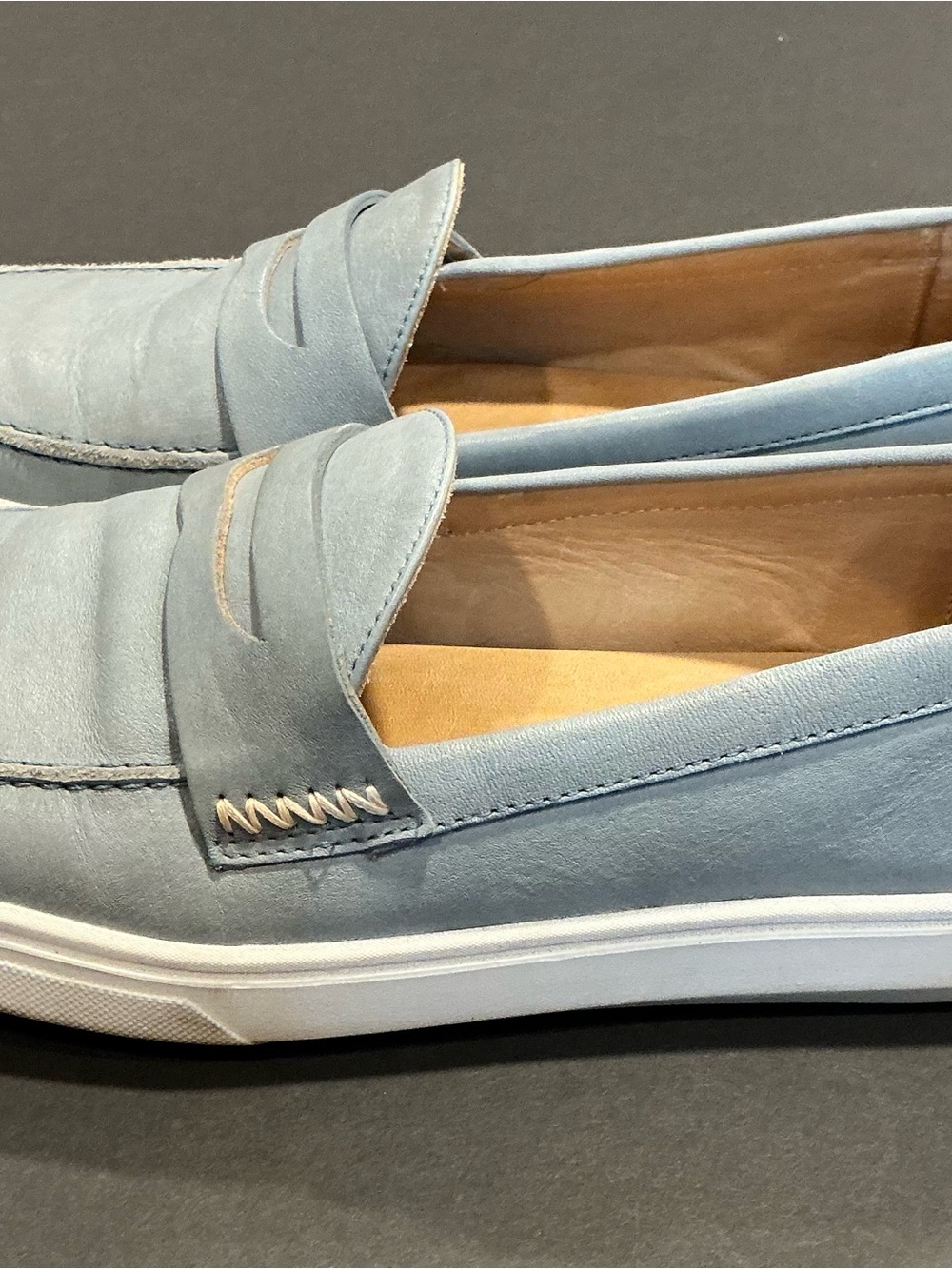 Portland Leather Patina Blue Leather Loafers Size 10.5 Fits 10 - Picture 8 of 11